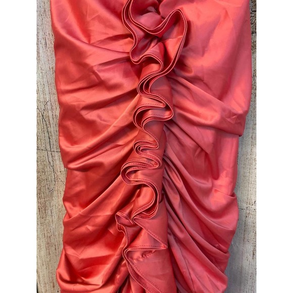 Rubber Ducky Productions stretch strapless satin poly cocktail dress L - Picture 4 of 7